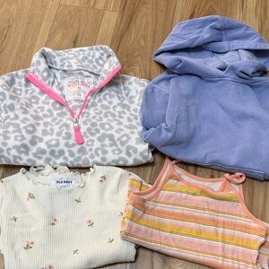 Old Navy Cream Floral and Striped Kids Tops